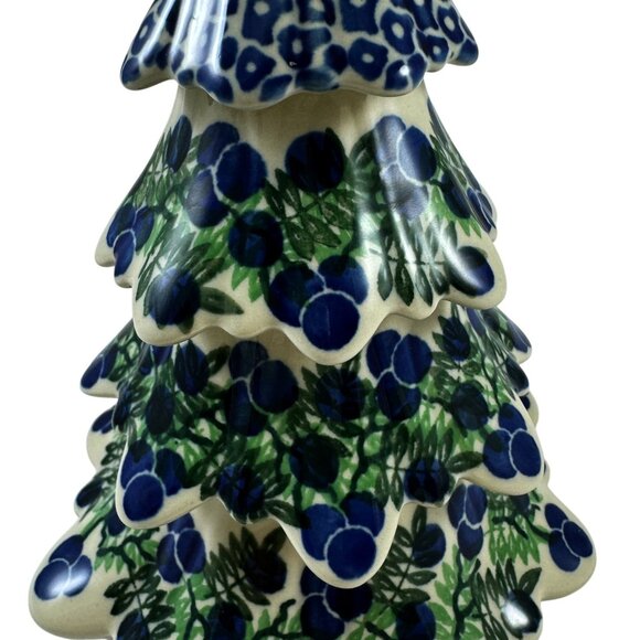 Huckleberry Polish Pottery Christmas Tree Figurine Handmade Boleslawiec Poland - Picture 3 of 6